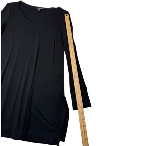 Eileen Fisher Stretch Silk Mesh Longline Rounded V Neck Long Sleeve Tunic Top - Picture 11 of 12